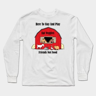 Farm 'Eat Veggies' Animals In The Barn Long Sleeve T-Shirt